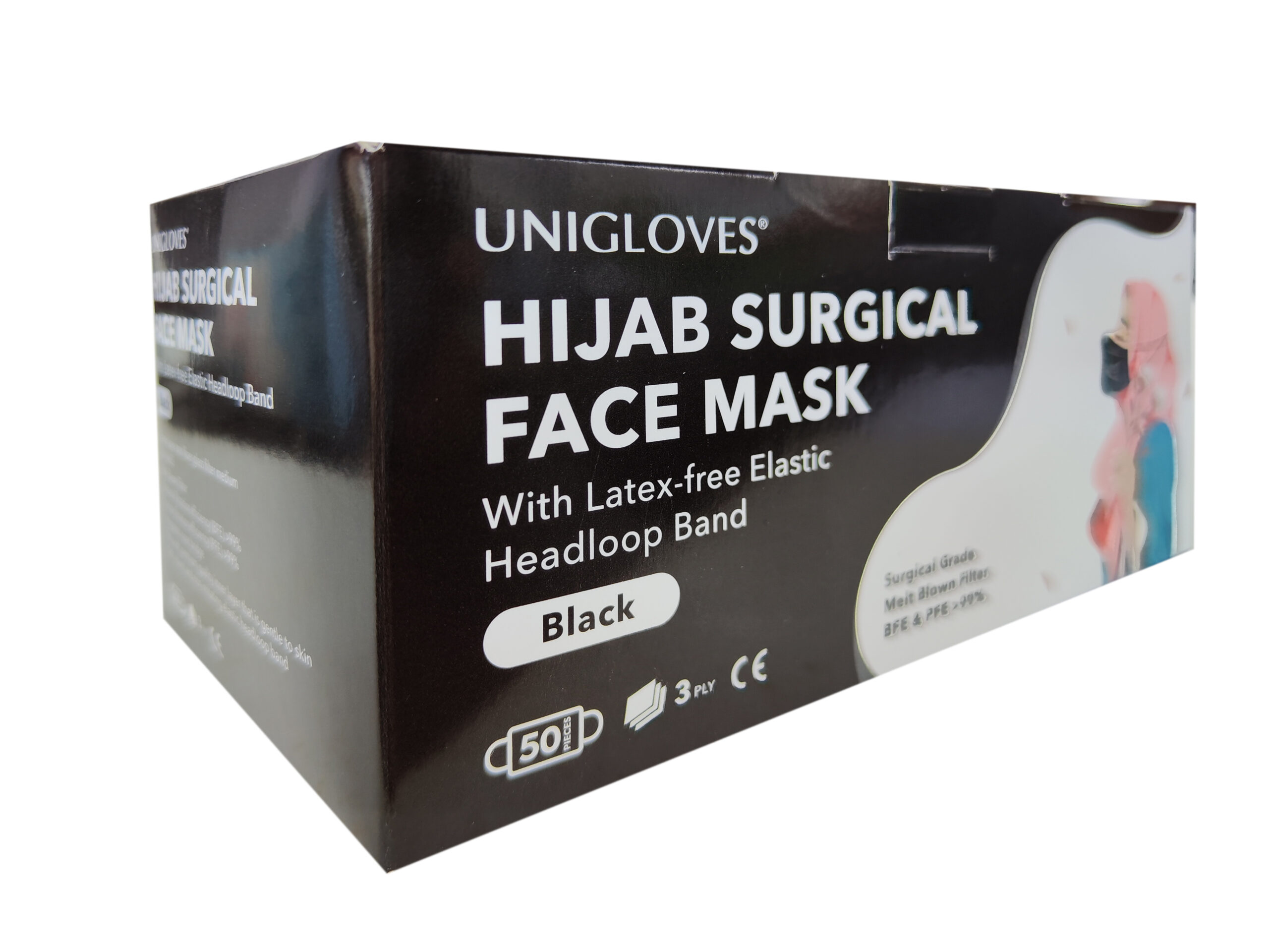 Uniglove Hijab Surgical Mask 3ply (Black)