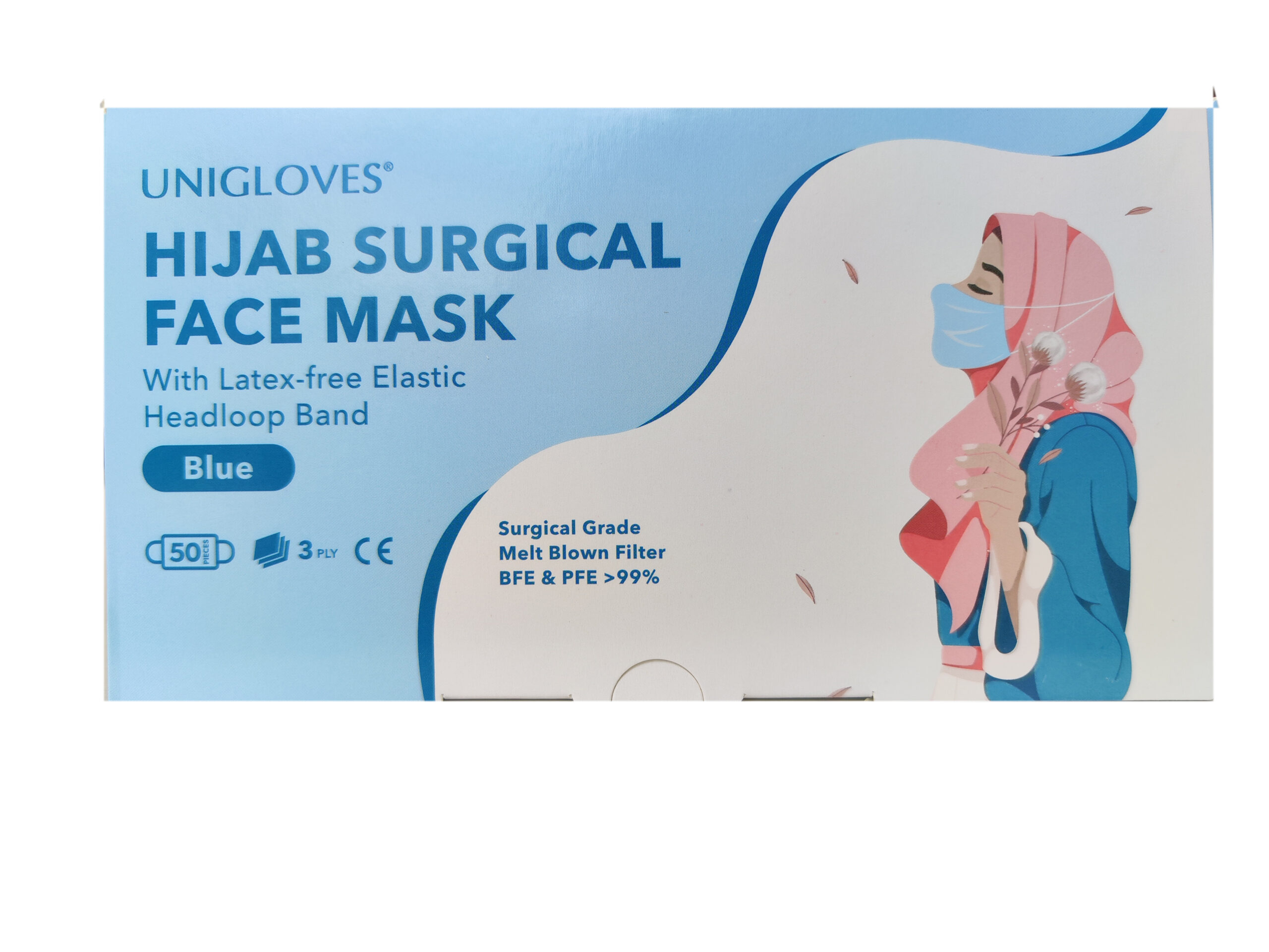 Uniglove Hijab Surgical Mask 3ply (White)